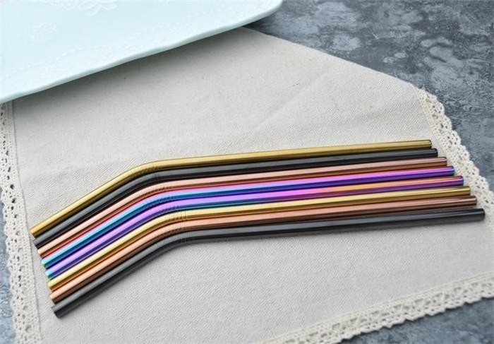 Colorful Stainless Steel Drinking Straw Reusable Gold Metal Straws Food Grade Juicy Party Straws