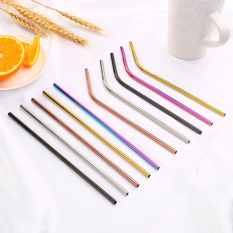 Colorful Stainless Steel Drinking Straw Reusable Gold Metal Straws Food Grade Juicy Party Straws