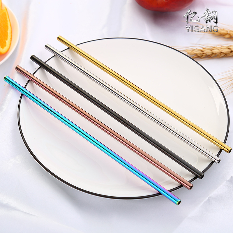 Colorful Stainless Steel Drinking Straw Reusable Gold Metal Straws Food Grade Juicy Party Straws