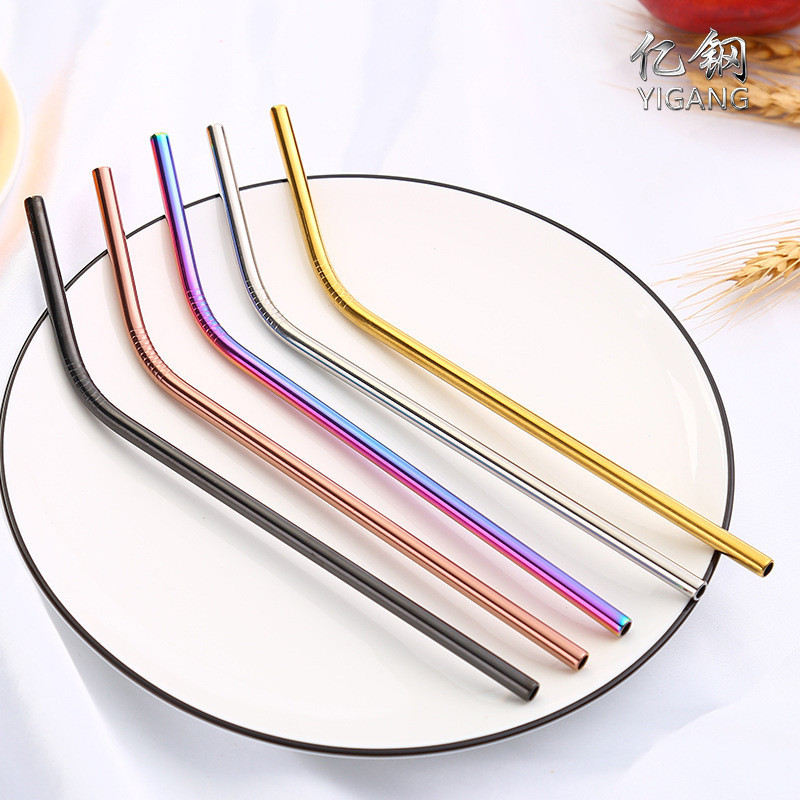 Colorful Stainless Steel Drinking Straw Reusable Gold Metal Straws Food Grade Juicy Party Straws