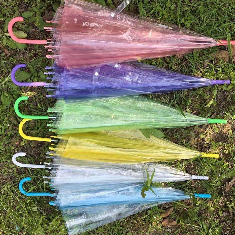 Clear Transparent Rain Umbrella PVC Rain Dome Bubble Rain Sun Shade Long Handle Straight Stick Umbrella