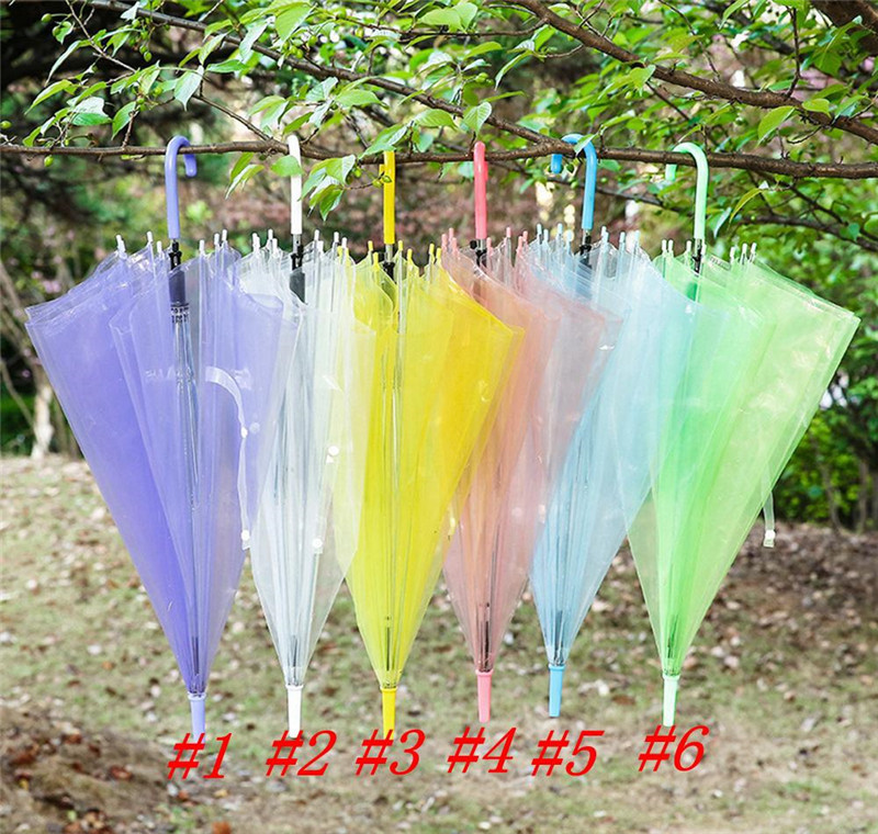 Clear Transparent Rain Umbrella PVC Rain Dome Bubble Rain Sun Shade Long Handle Straight Stick Umbrella