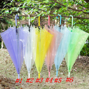 Clear Transparent Rain Umbrella PVC Rain Dome Bubble Rain Sun Shade Long Handle Straight Stick Umbrella