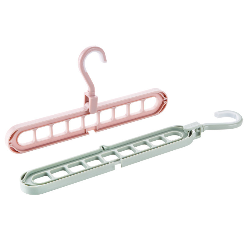 Plastic Multi-function folding hanger nine-hole coat hanger rotating magic clothes rack storage