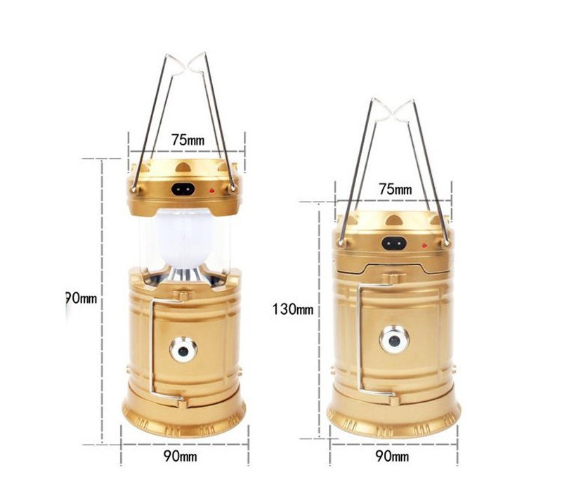 LED Portable Camping Lantern Solar Powered Flashlights Rechargeable Hand Lamp for Hiking Camping Outdoor Lighting