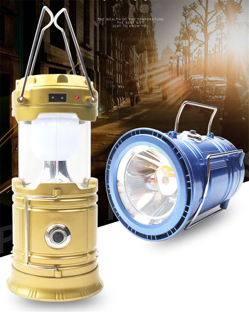 LED Portable Camping Lantern Solar Powered Flashlights Rechargeable Hand Lamp for Hiking Camping Outdoor Lighting