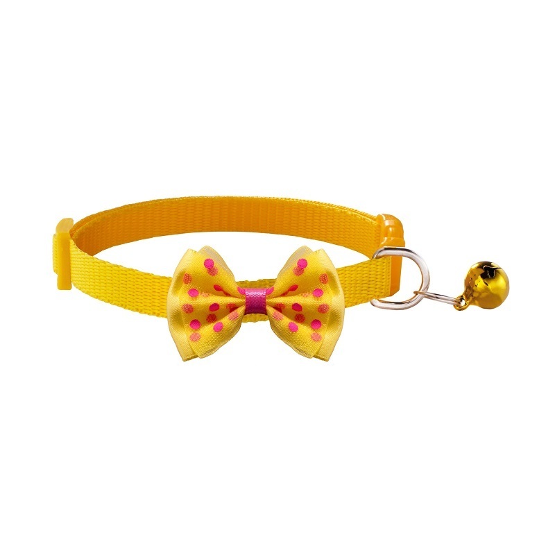 Cat Bow Decor Pet Collar Adjustable Dot Design Cute Bell Dog Collar Bow Kitten Collar Pet Supplies Clothing Accessories