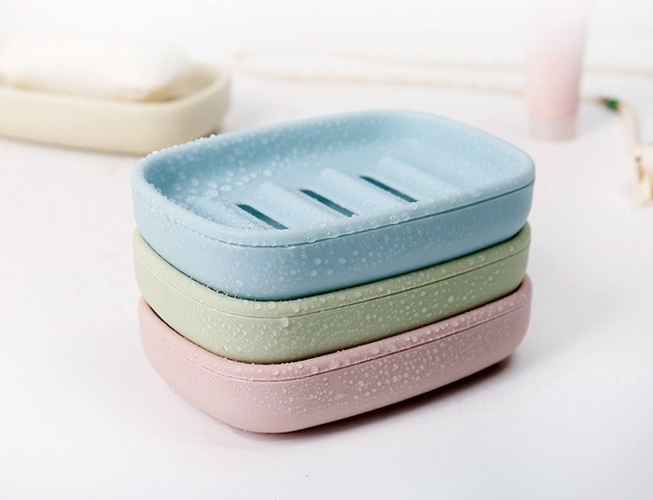 Hot new Plastic Soap Dish Bathroom Creative Double draining soap holder Non-slip soap box