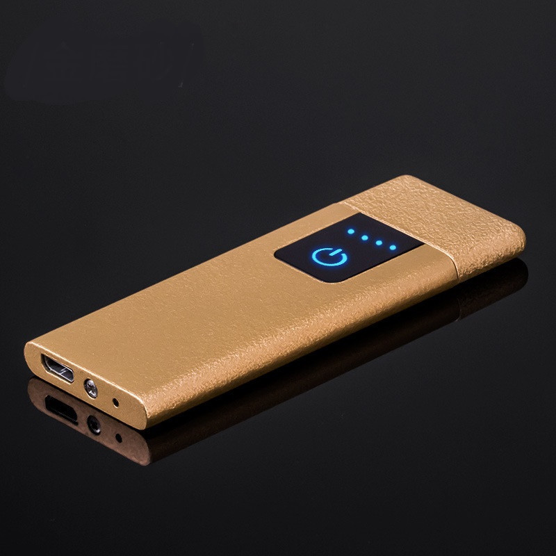 Ultra-thin USB Rechargeable Touch-senstive Metal Lighter Cigarette Lighters Windproof Flameless Tungsten Turbo for Smoking