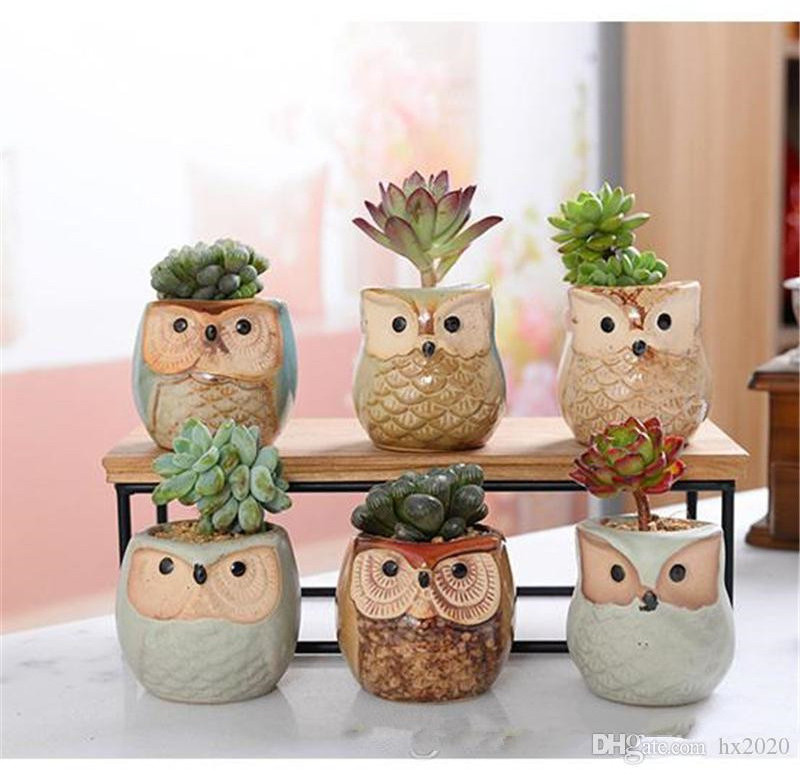 Creative Ceramic Owl Shape Flower Pots 2020 New Ceramic Planter Desk Flower Pot Cute Design Succulent Planter Pot