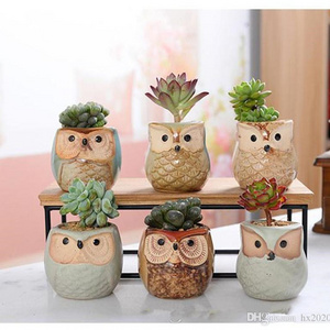 Creative Ceramic Owl Shape Flower Pots 2020 New Ceramic Planter Desk Flower Pot Cute Design Succulent Planter Pot