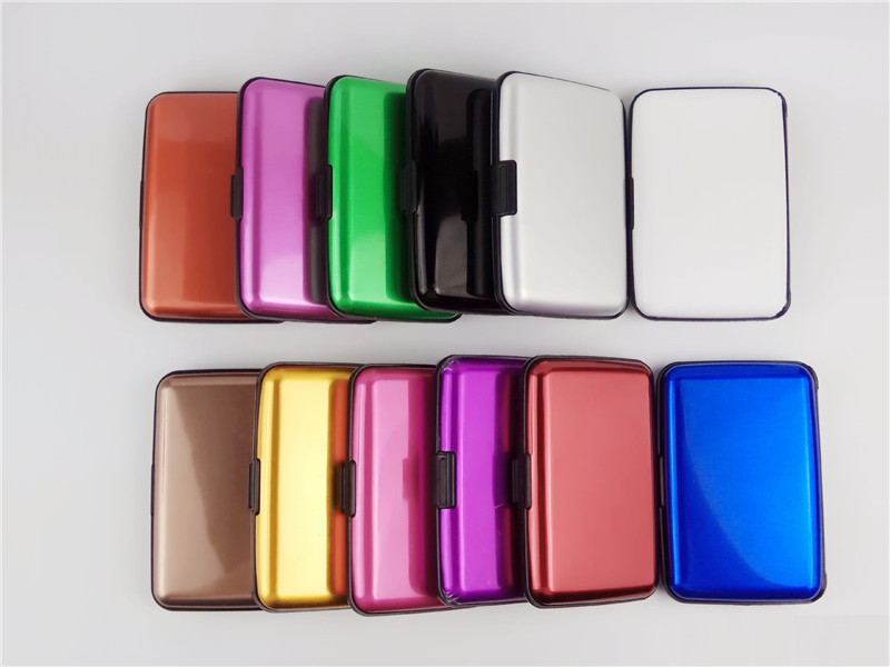 Aluminum Metal Colored Card Pocket Case Waterproof Business ID Credit Cards Wallet Holder for Men and Women