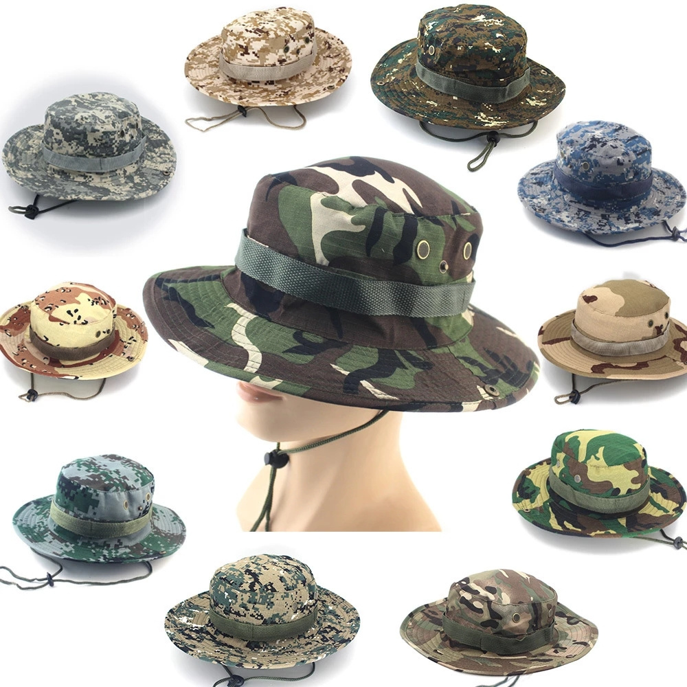 Camouflage Bucket Hat Summer Men Camo Boonie Hats Outdoor Hunting Hiking Fishing Climbing Fisherman Panama Cap