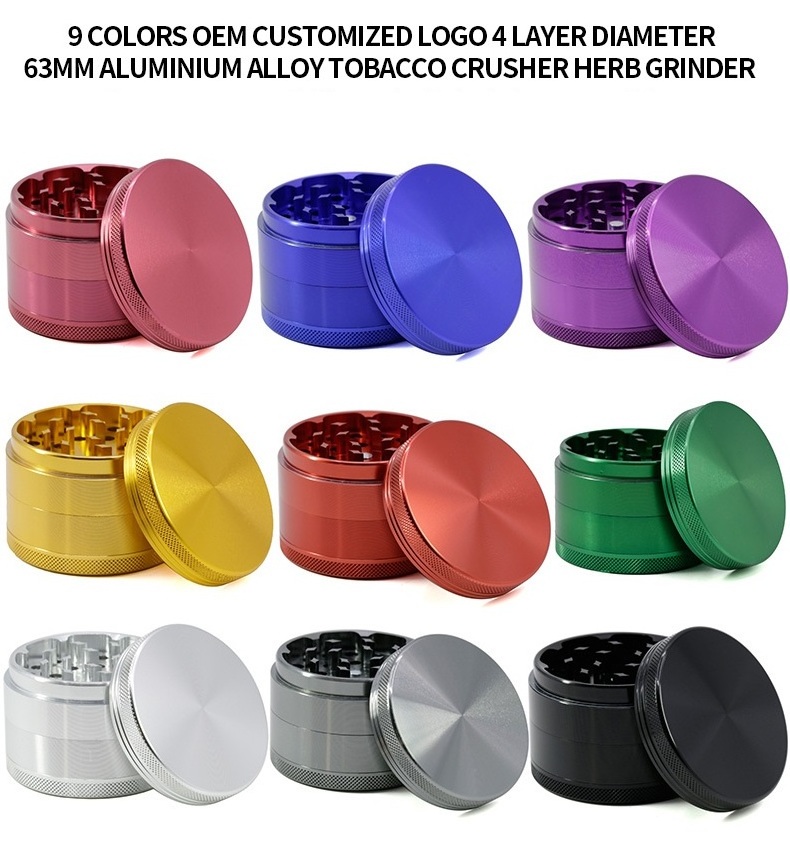 Custom Logo Grinders 2.5 Inch Large Magnetic Top Aluminum Spice Herb Grinder, Dry Herb Grinder with Catcher