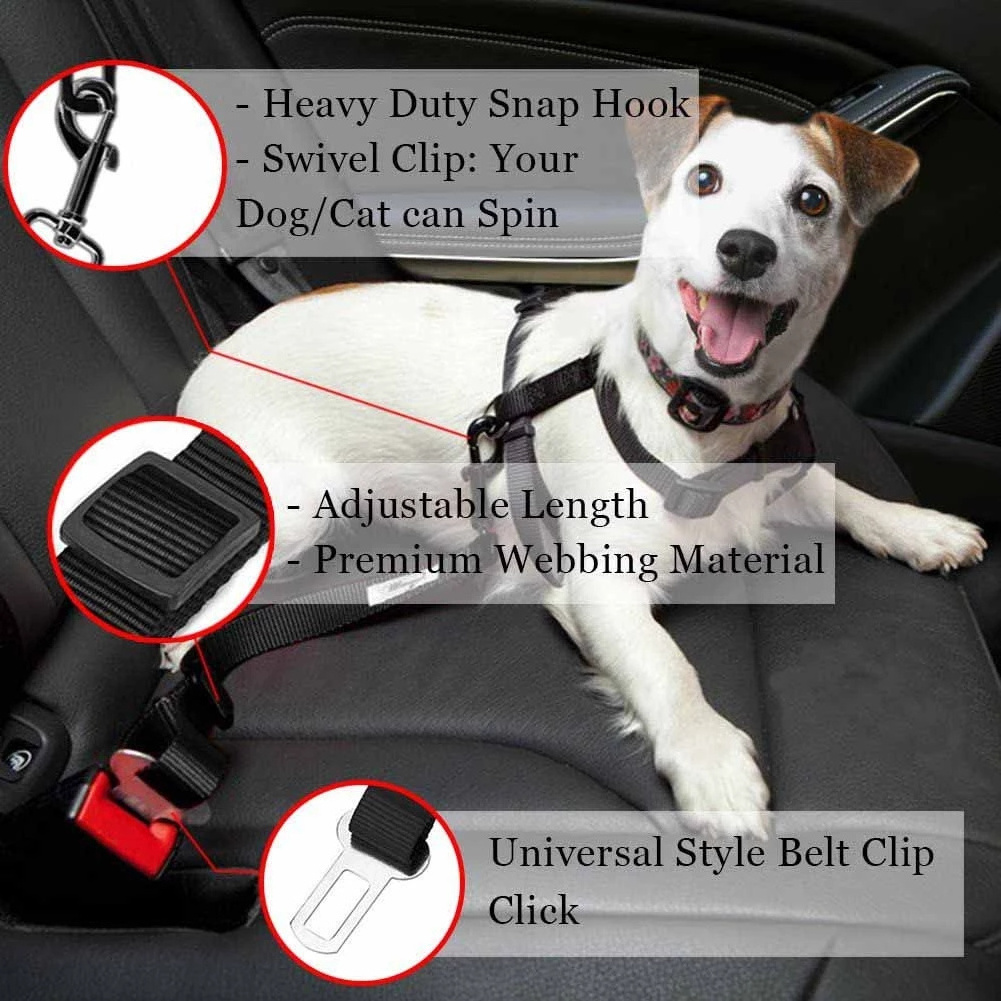 Pet Dog Cat Car Seat Belt Dog Accessories Adjustable Harness Lead Leash Small Medium Travel Clip Puppy Collar Leash Pet Supplies