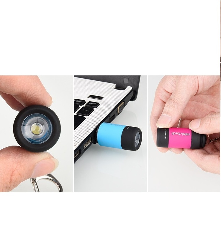 Emergency Mini Portable LED Keychain Flashlight USB Rechargeable Small Pocket LED Torch Flashlight