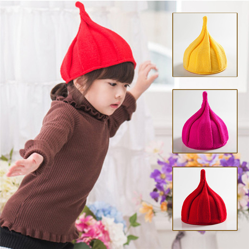 Cute Baby Hat Christmas Girls Boy Autumn Winter Weatherization Pointy Kids Knitted Hats Cap Tide Shall Windmill Beanies 1-3Y