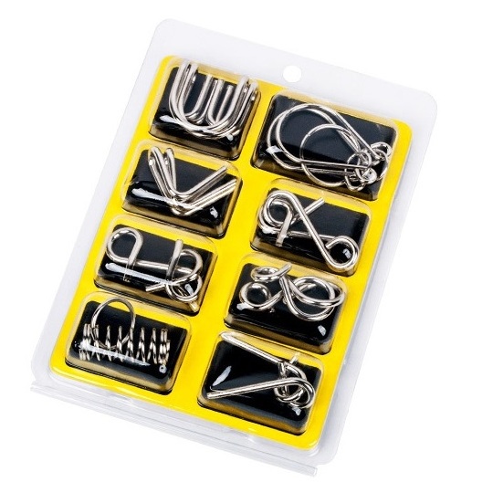 Metal Chinese Puzzle Rings Nine Ring Interlocking Set Links Mini Size Kids Educational Toys Adult Children Board Game 8Pcs/Set