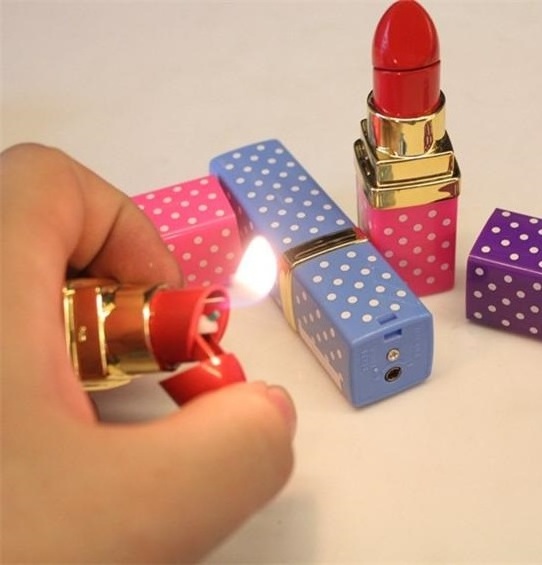 Creative Square Lipstick Lighter Women Cigarette Lighter Metal Windproof flame lighter Women Lipstick Girls