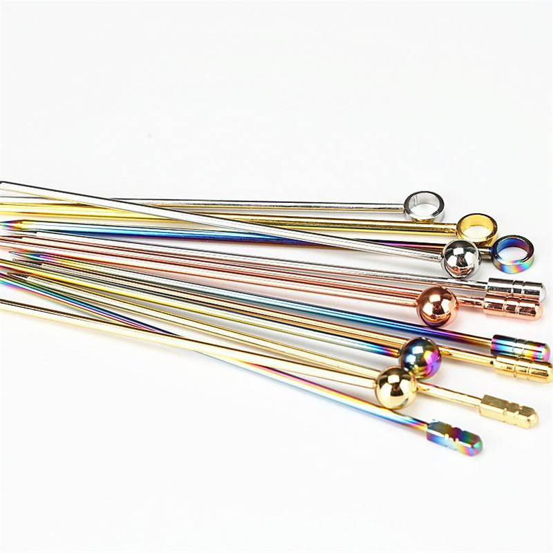 Stainless Steel Gold Plated Color Titanium Fruit Pin Fruit Pick Cocktail Pick Fruit Fork Wine Drinks Mixing Tool