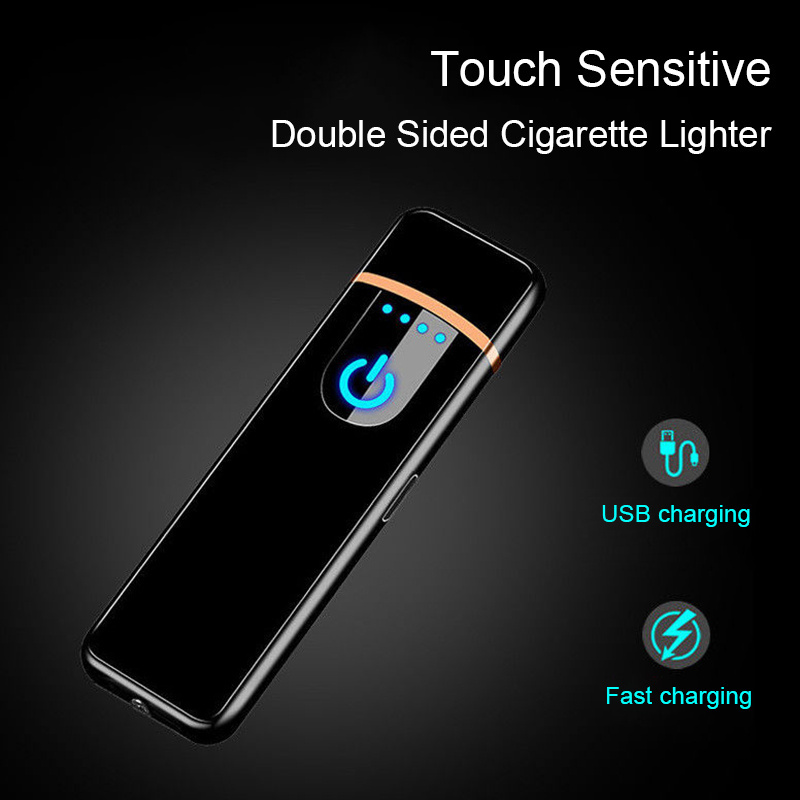 Customized LOGO New Ultra-thin USB Touch Screen Electronic Small Electric Lighter Gifts For Men