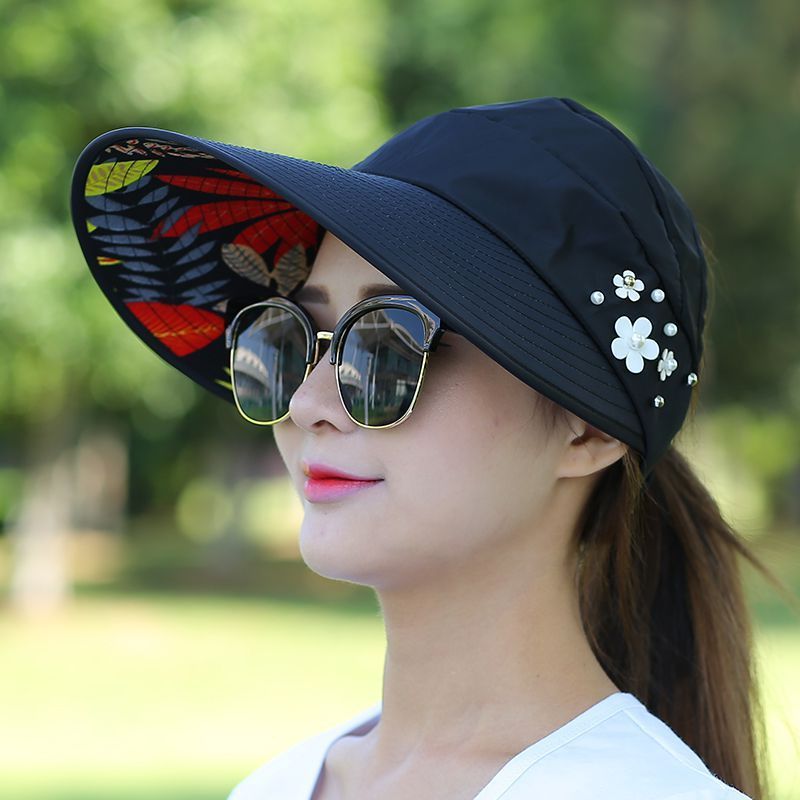 Sun Hats for Women Visor Fishing Fisher Beach Hat UV Protection Casual Women Summer Ponytail Wide Brim Hat