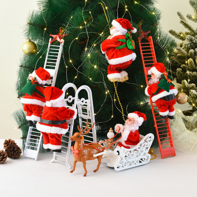 Merry Christmas Ornaments Electric Santa Crafts Decoration Climbing Santa Claus