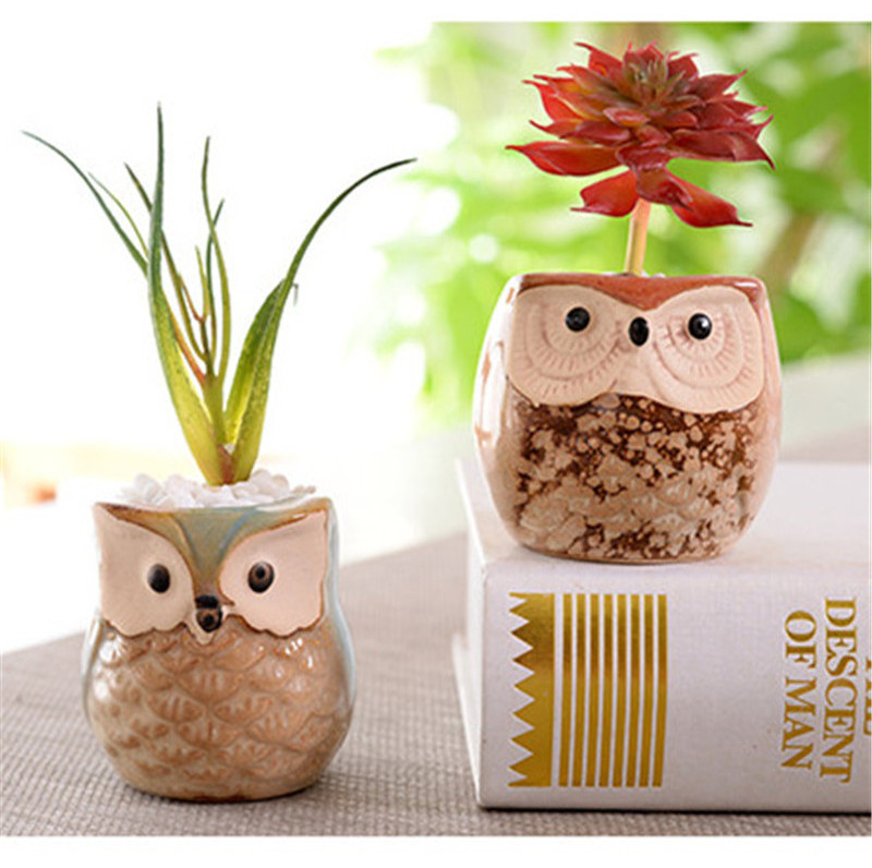 Creative Ceramic Owl Shape Flower Pots 2020 New Ceramic Planter Desk Flower Pot Cute Design Succulent Planter Pot