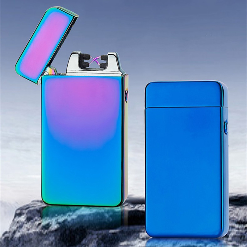 USB Charging Pulsed Lighters Plasma Flameless Electronic Cigarette Lighter Windproof Cross Double Arc Electric Lighters