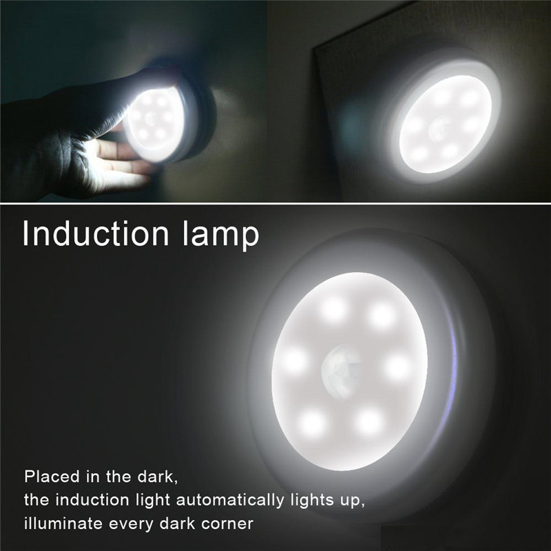 6LED PIR Body Motion Sensor Activated Wall Light Night Light Induction Lamp Closet Corridor Cabinet led Sensor Light battery