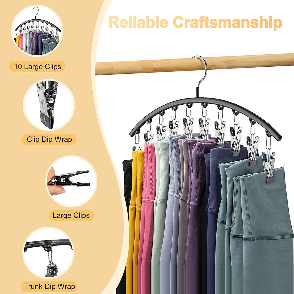 Hot sale household hangers for cloths clothes with 10 clips modern clothes hanger hooks