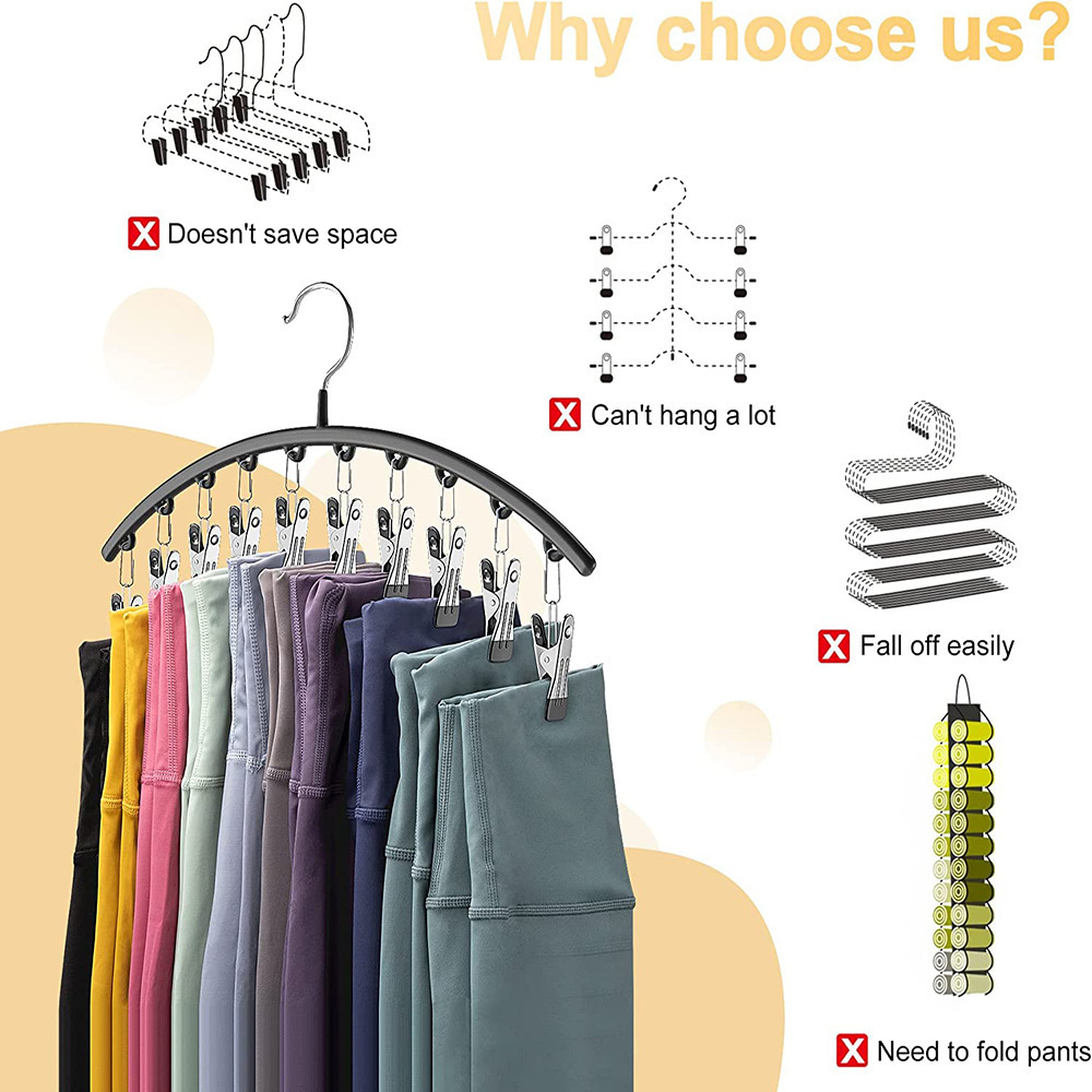 Hot sale household hangers for cloths clothes with 10 clips modern clothes hanger hooks