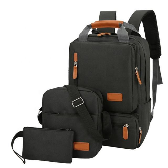 Wholesale USB Charging Men's Bag Casual Multifunctional School Bag Set 3PCS Fashion Laptop Backpacks for Man and Woman Mochilas