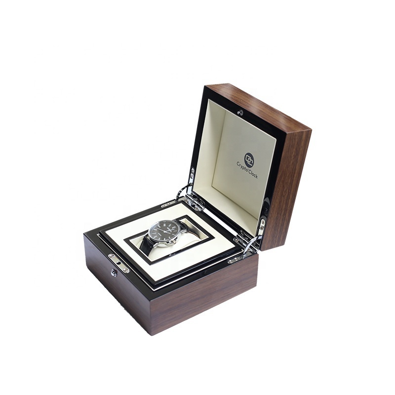 Wood Removable Watch Insert Custom Wood Pattern Surface Watch Box Luxury Wooden Piano Lacquer Watch Box With Button Lock