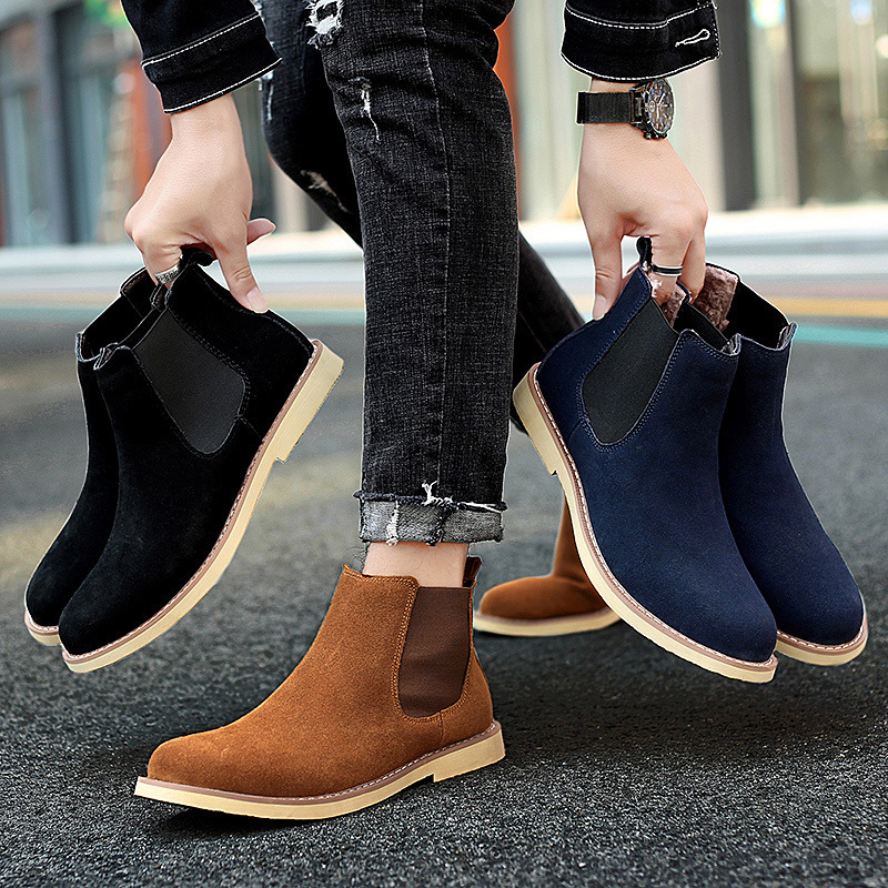 New Arrival Luxury Factory delivery suede boots Handmade new fashion Winter Chelsea leather shoes boot for men