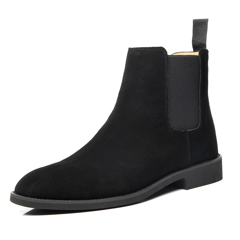 AMPLE New Arrival Wholesale High Top Frosted Ankle Boots Leather Dress Shoes Martin Cow Suede Chelsea Boots For Men