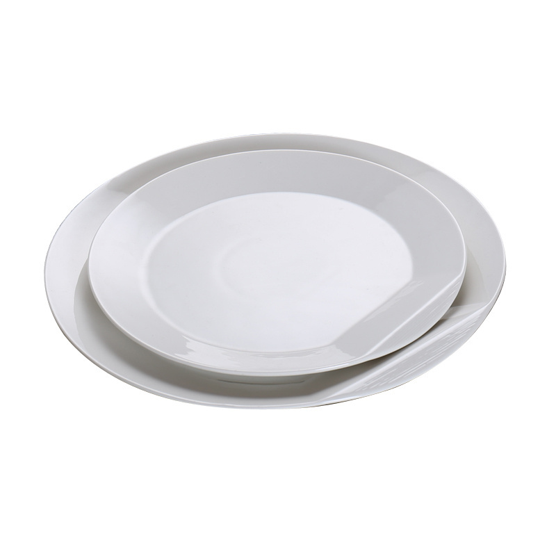 Wholesale plain white cheap bulk ceramic porcelain catering tableware round dinner dishes plates for  hotel restaurant