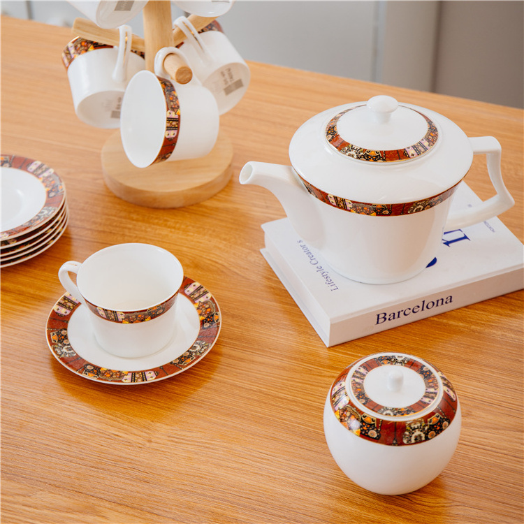 Traditional ethiopian custom logo creative teapot bone china tea and coffee vintage tea pot for hotel