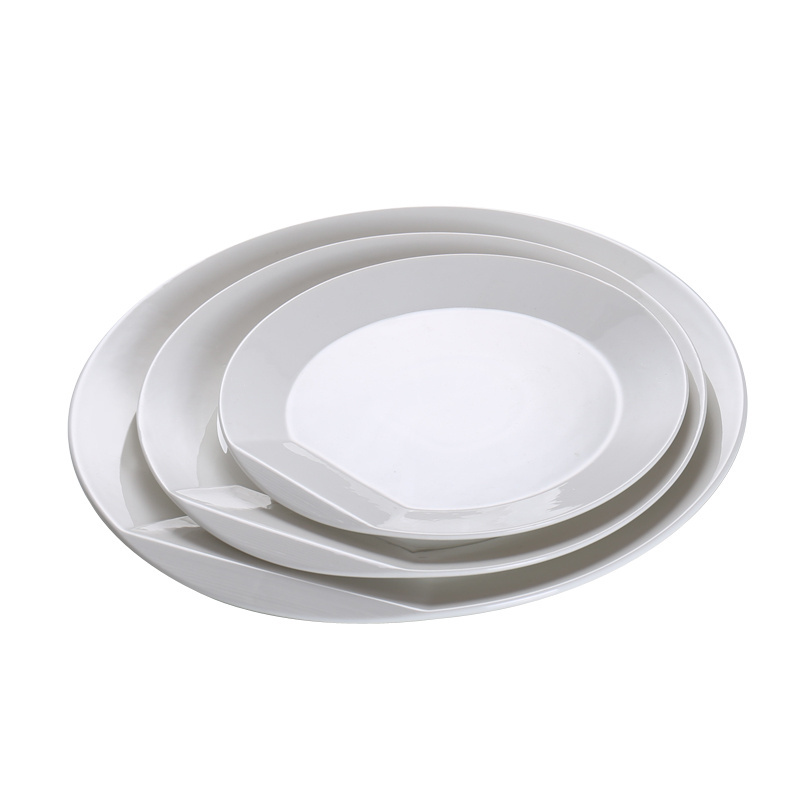 Wholesale plain white cheap bulk ceramic porcelain catering tableware round dinner dishes plates for  hotel restaurant