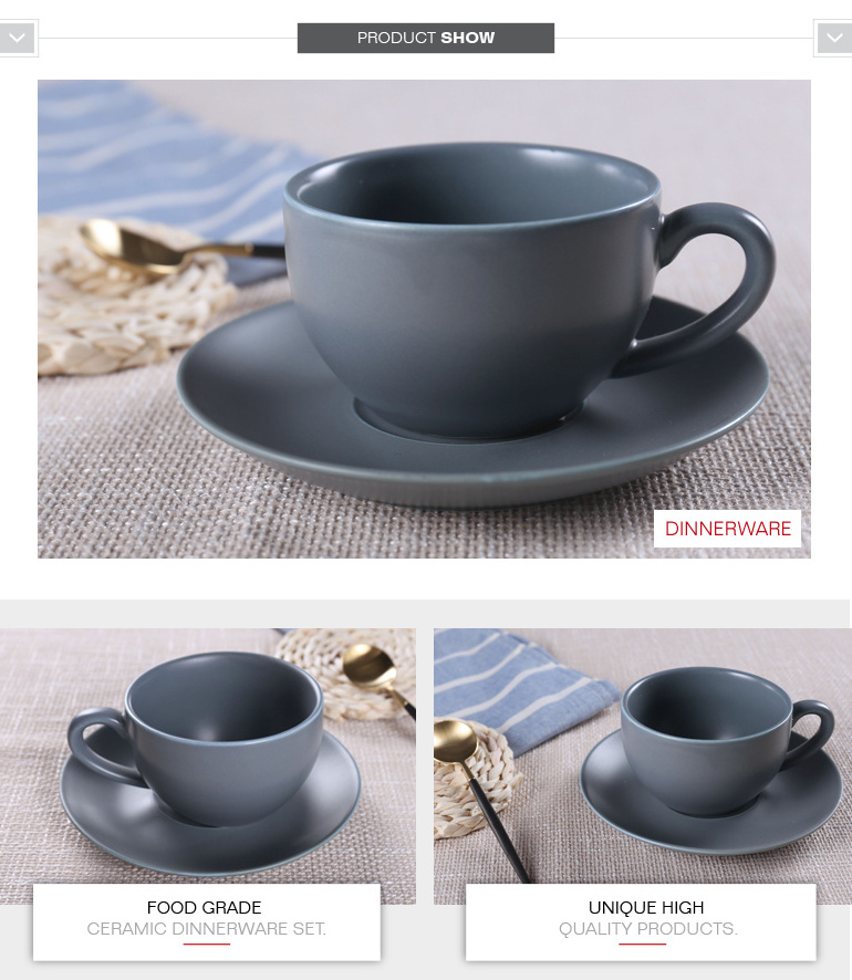 High Temperature Blue Grey Coffee Tea Sets Porcelain Cappuccino Coffee Cup and Saucer Gift Set