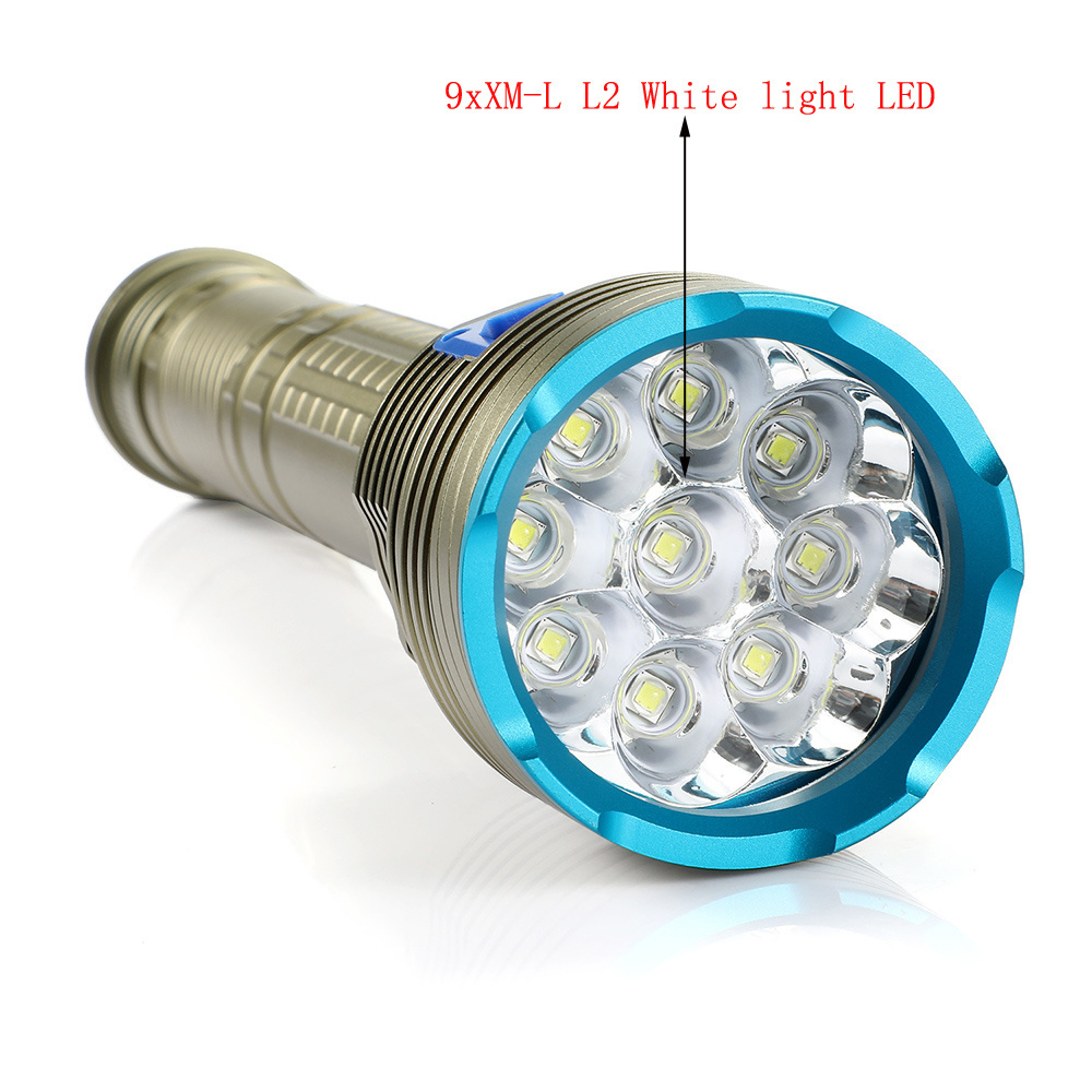 5000LM White/Yellow Light XM-7*L2/T6 LED Scuba Diving Flashlight Underwater Spearfishing Flashlight Torch by 3X18650/26650