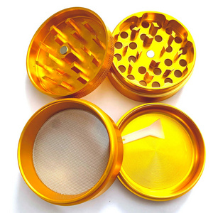 2023 newest Hot Selling Tobacco Crusher 63mm 4-Piece Aluminium Alloy Flat Spices and Herb Grinder with Sharp teeth