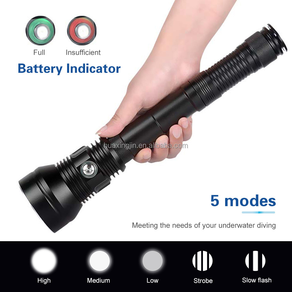 Super Bright 8000 Lumen Powerful Spotlight Diving Torch Long Range Rechargeable Hunting Flashlight for Outdoor Use