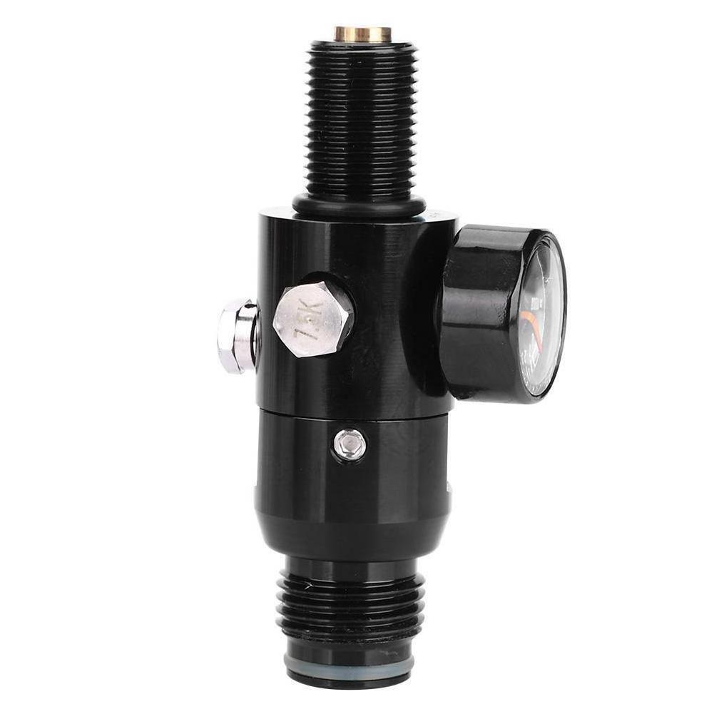 Paintball Air Tank Regulator & Valve Gauge Durable Aluminum Paintball Regulator for Industrial M18*1.5 Black