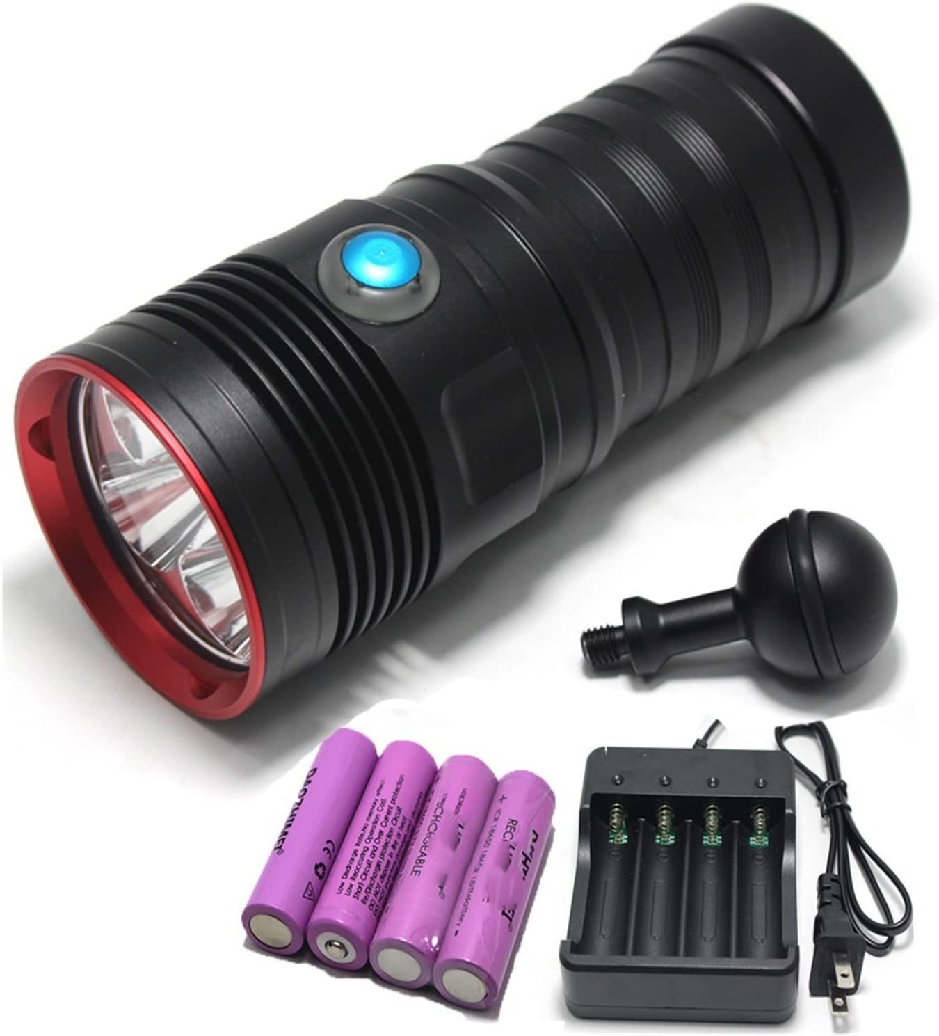 Hot Sale Powerful LED Torch T6 L2 LED 6000 Lumens IPX8 4*18650 Battery Waterproof Flashlight