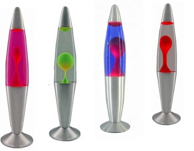 Factory price new design desktop cheap bubble moving rising glass metal little night rocket lights lava lamp