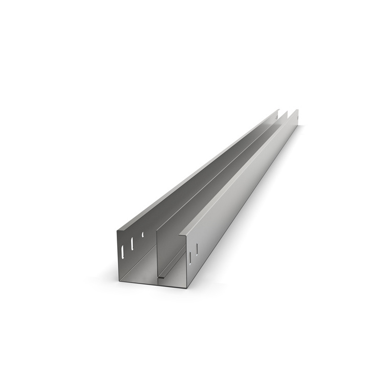 China galvanized  channel type cable tray for wire laying with halving baffle divider