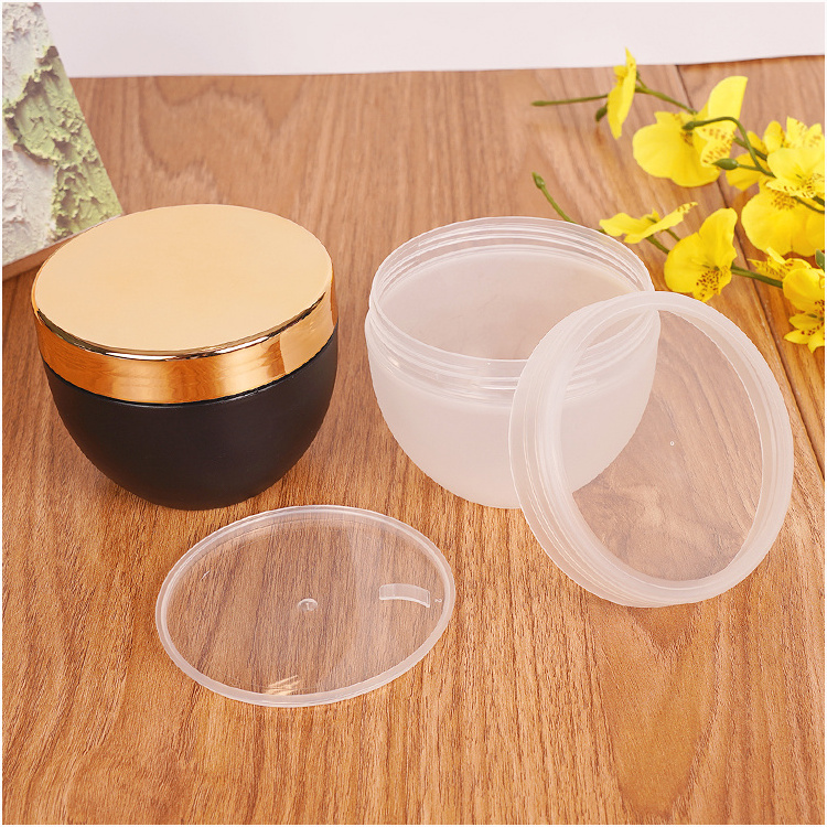 Brown Black Customized 250ml Pp Gold Cover Empty Cream Plastic Jar Cosmetic Jar For Cosmetic Container Packaging Body Scrub Jar