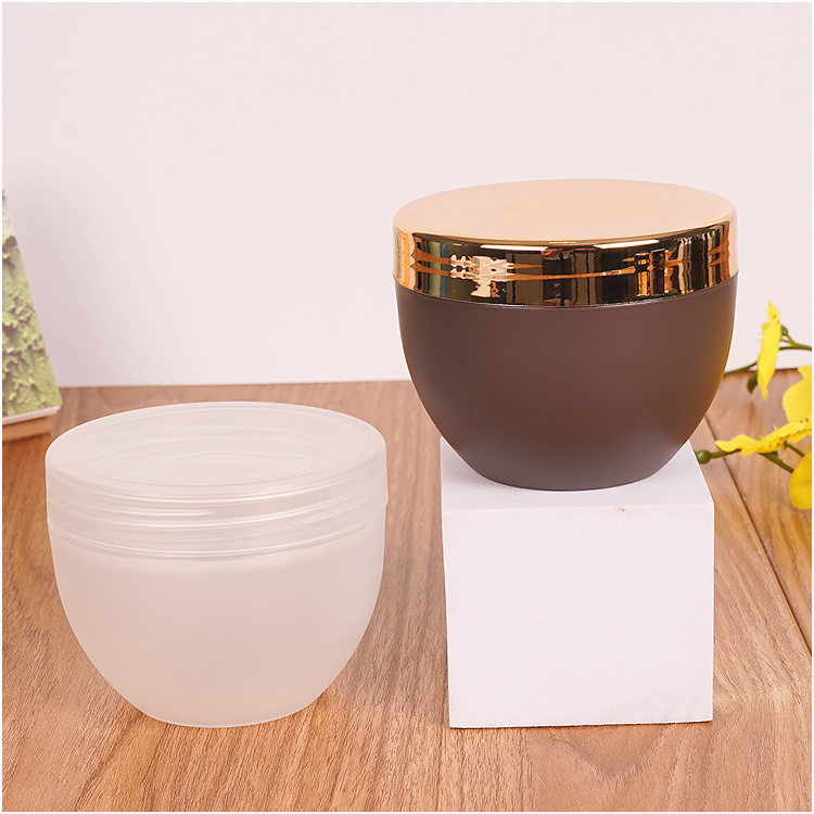 Brown Black Customized 250ml Pp Gold Cover Empty Cream Plastic Jar Cosmetic Jar For Cosmetic Container Packaging Body Scrub Jar