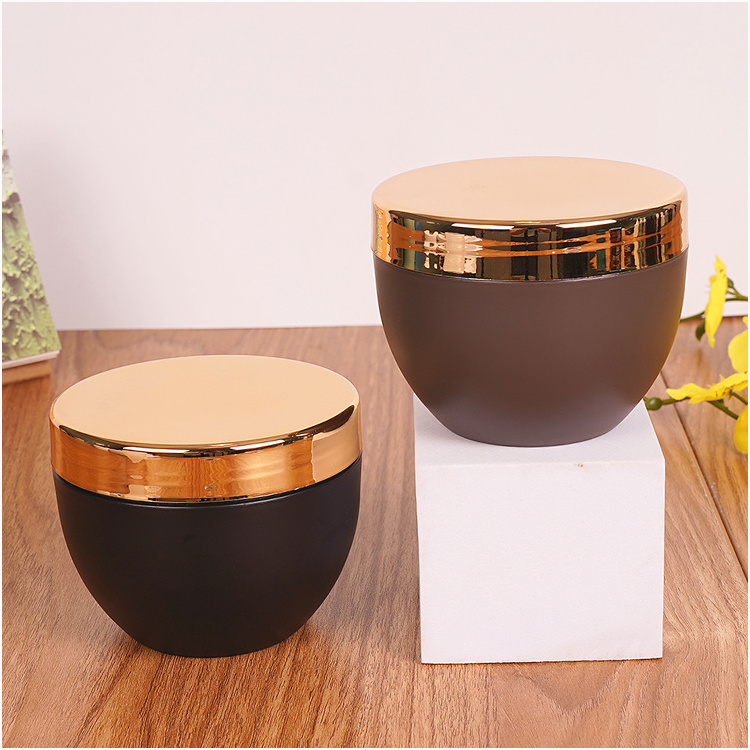 Brown Black Customized 250ml Pp Gold Cover Empty Cream Plastic Jar Cosmetic Jar For Cosmetic Container Packaging Body Scrub Jar